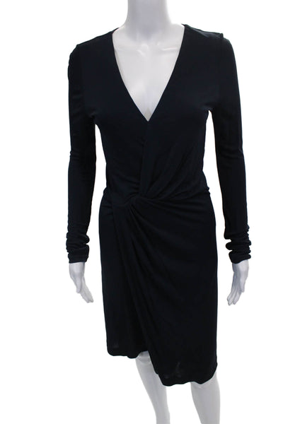 Gucci Women Sheath Dress Black V-Neck Long Sleeve Viscose Zip Size M
