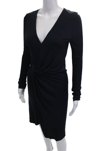 Gucci Women Sheath Dress Black V-Neck Long Sleeve Viscose Zip Size M