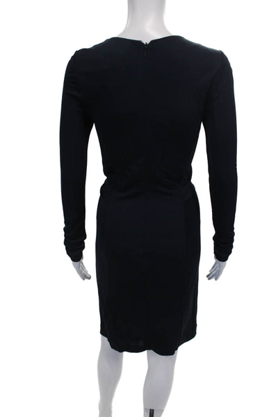 Gucci Women Sheath Dress Black V-Neck Long Sleeve Viscose Zip Size M