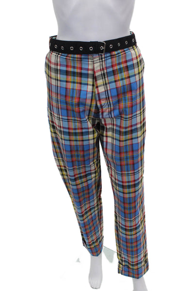 Marques Almeida Women Ankle Pants Multicolor Plaid Polyester Zip Size 14