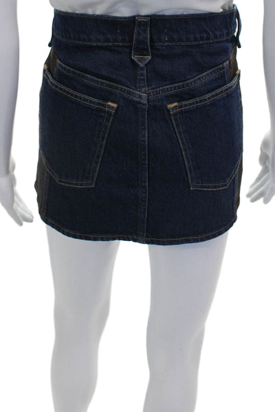 Abercrombie & Fitch Womens Blue A-Line Skirt Cotton Button Short Size 27