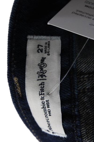 Abercrombie & Fitch Womens Blue A-Line Skirt Cotton Button Short Size 27