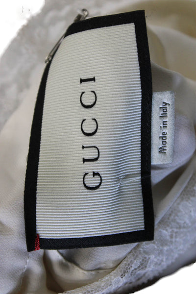 Gucci Womens Silk High Neck Long Sleeve Ivory Blouse Size 36