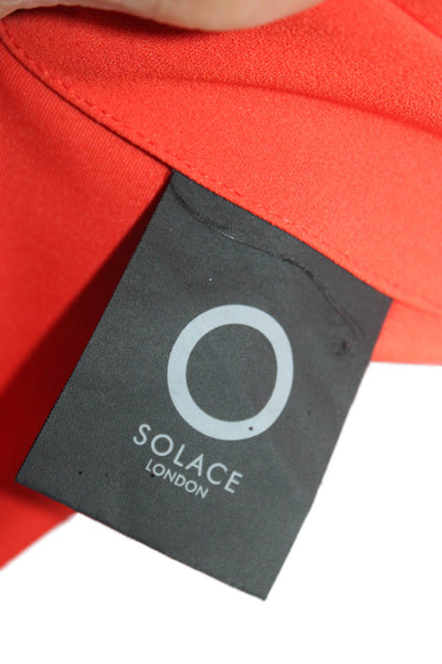 Solace London Women Maxi Dress Orange V-Neck Sleeveless Polyester Size 4