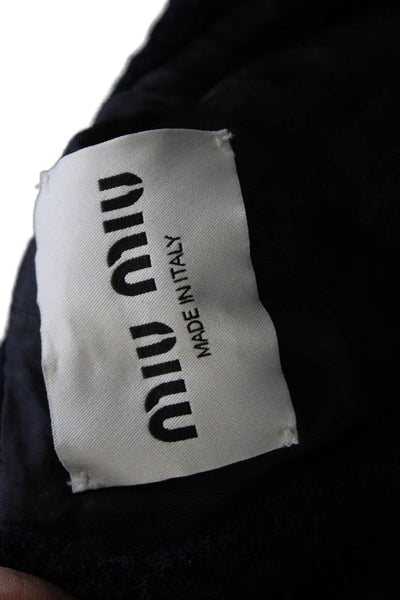 Miu Miu Women Shift Dress Blue Wool V Neck Sleeveless Above Knee Button Size 38