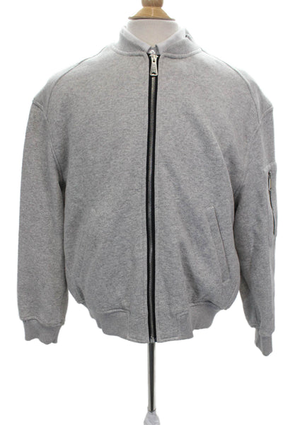 Zara Mens Bomber Jacket Gray Zip Size M