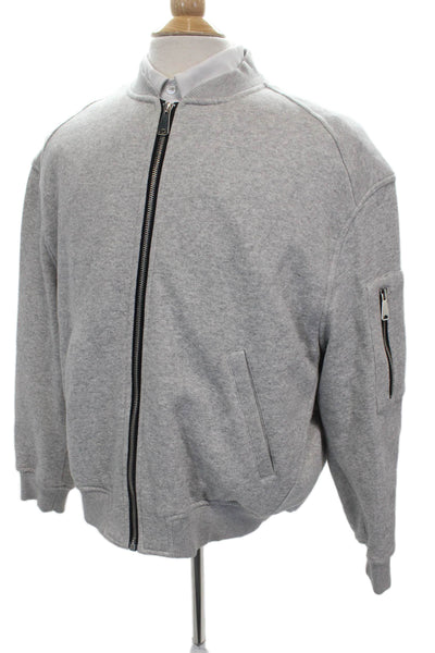 Zara Mens Bomber Jacket Gray Zip Size M