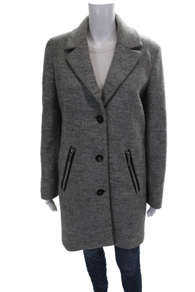 Calvin Klein Women Gray Polyester Blend Button Overcoat Size XS