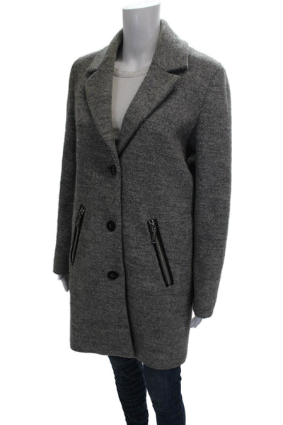 Calvin Klein Women Gray Polyester Blend Button Overcoat Size XS