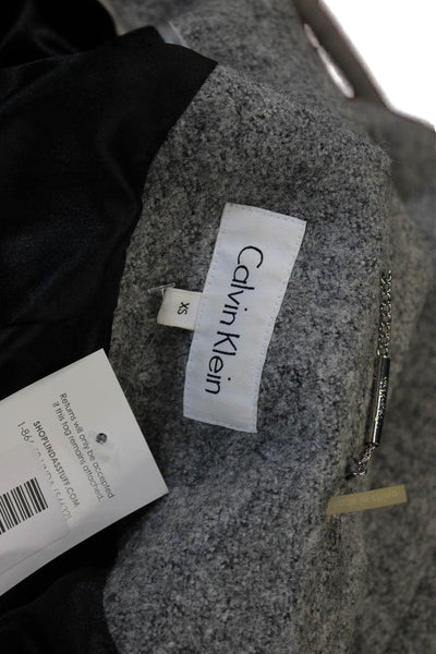 Calvin Klein Women Gray Polyester Blend Button Overcoat Size XS