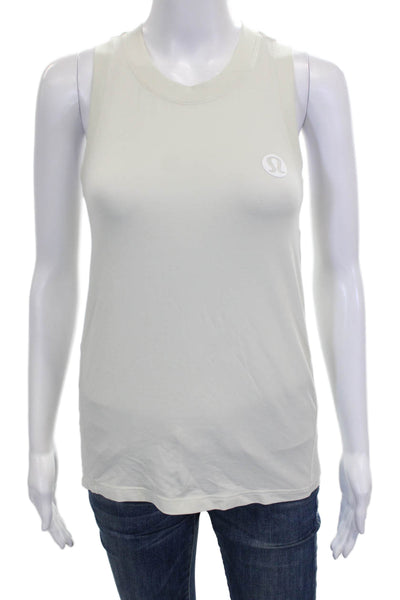 Lululemon Women Ivory Cotton Sleeveless Crew Neck Basic Tank Size 2