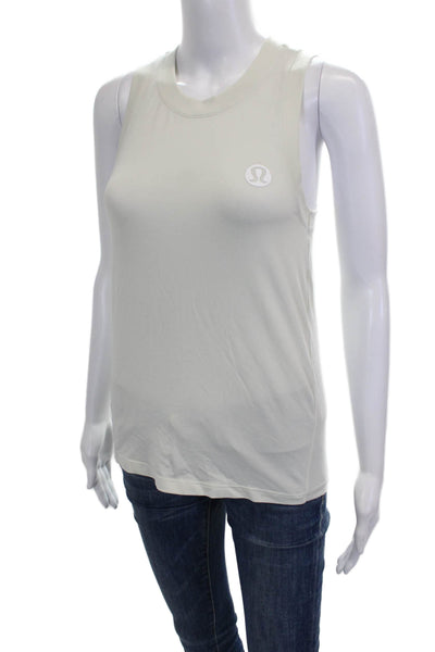 Lululemon Women Ivory Cotton Sleeveless Crew Neck Basic Tank Size 2