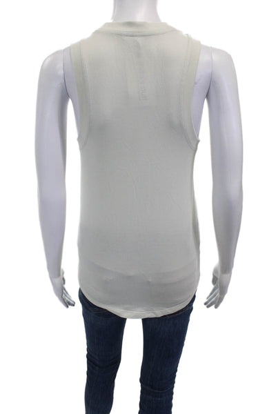 Lululemon Women Ivory Cotton Sleeveless Crew Neck Basic Tank Size 2