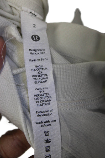 Lululemon Women Ivory Cotton Sleeveless Crew Neck Basic Tank Size 2