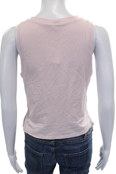 Lululemon Women Cropped Tank Pink Striped Nylon Round Neck Size S