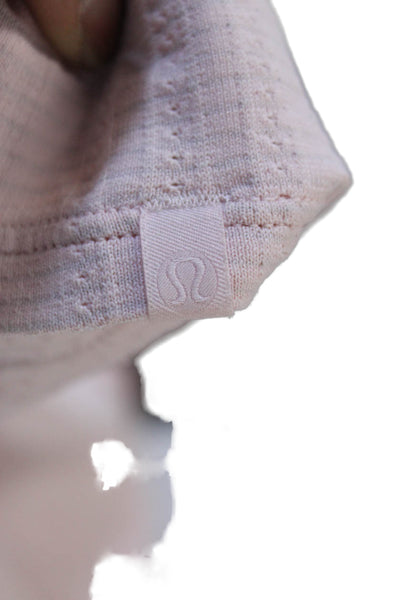 Lululemon Women Cropped Tank Pink Striped Nylon Round Neck Size S