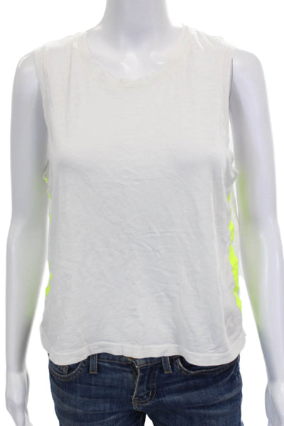 Sundry Womens Basic White Colorblock Sleeveless Tank Cotton Round Neck Size 1