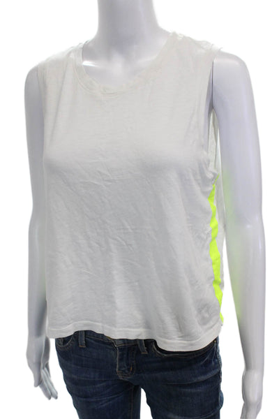 Sundry Womens Basic White Colorblock Sleeveless Tank Cotton Round Neck Size 1