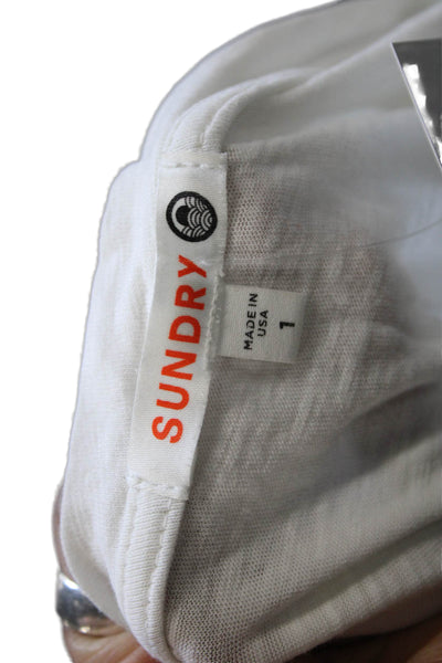 Sundry Womens Basic White Colorblock Sleeveless Tank Cotton Round Neck Size 1