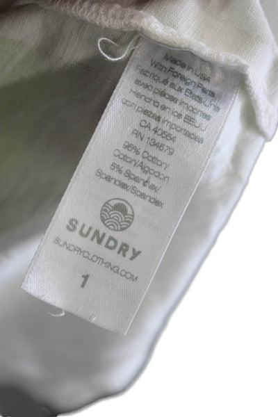 Sundry Womens Basic White Colorblock Sleeveless Tank Cotton Round Neck Size 1