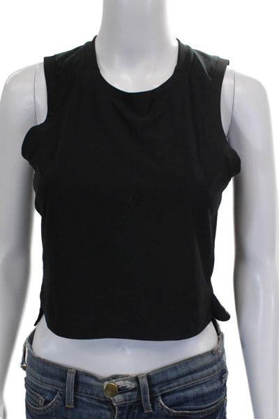 Lululemon Women Cropped Sleeveless Tank Black Polyester Round Neck Size 0