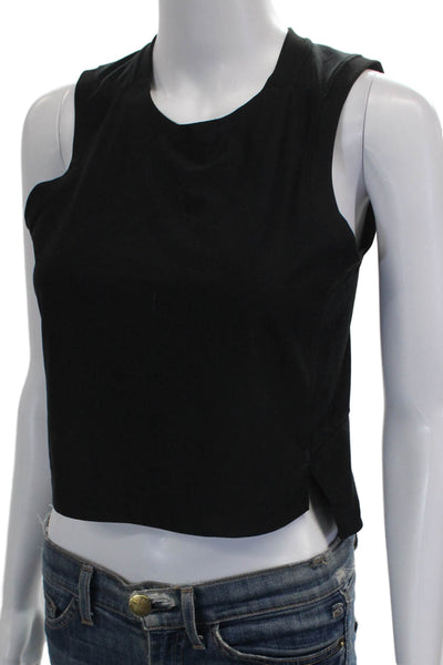 Lululemon Women Cropped Sleeveless Tank Black Polyester Round Neck Size 0