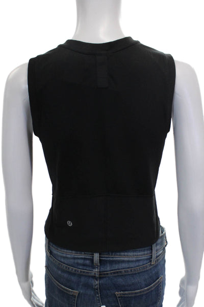 Lululemon Women Cropped Sleeveless Tank Black Polyester Round Neck Size 0
