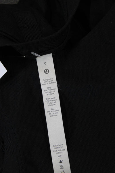 Lululemon Women Cropped Sleeveless Tank Black Polyester Round Neck Size 0
