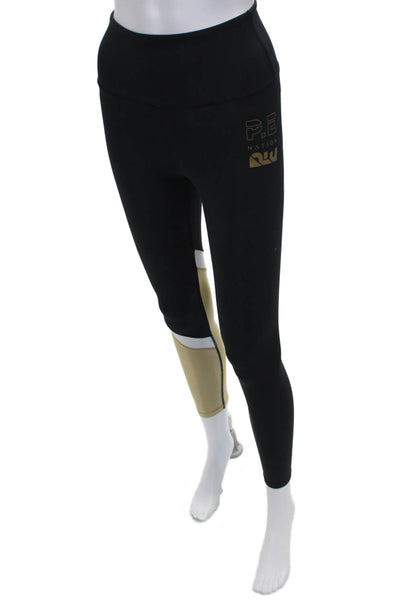 PE Nation Women Black Colorblock Recycled Nylon Ankle Leggings Size XS