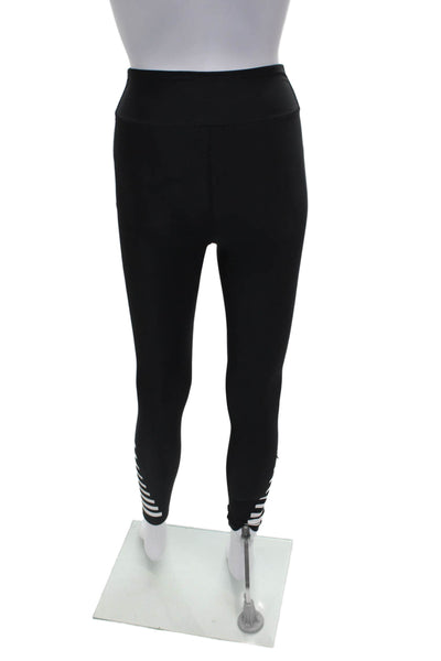 PE Nation Womens Ankle Striped Black Polyester Leggings Size XS