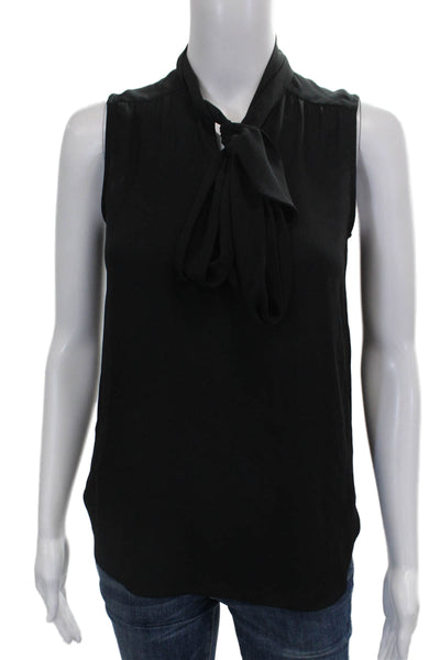 J Crew Women Basic Collared Sleeveless Black Polyester Blouse Size 2XS
