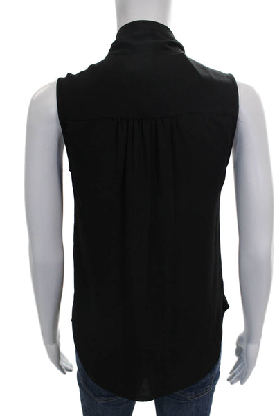 J Crew Women Basic Collared Sleeveless Black Polyester Blouse Size 2XS