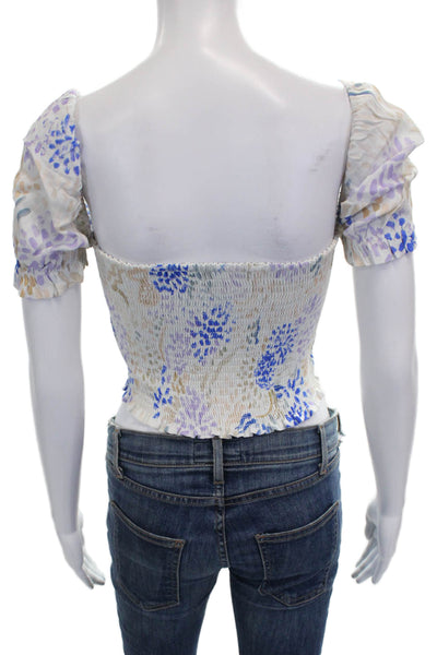 Wilfred Womens Cropped Floral Viscose Square Neck Short Sleeve Blouse Size XS