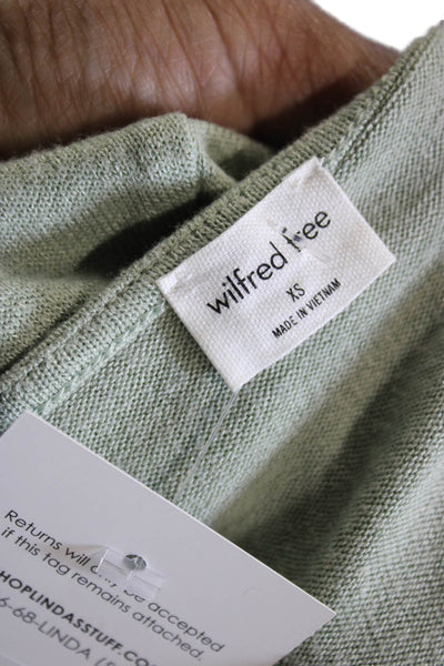 Wilfred Free Women Cropped V Neck Blouse Long Sleeve Green Drawstring Size XS