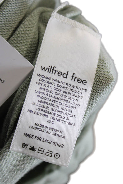 Wilfred Free Women Cropped V Neck Blouse Long Sleeve Green Drawstring Size XS