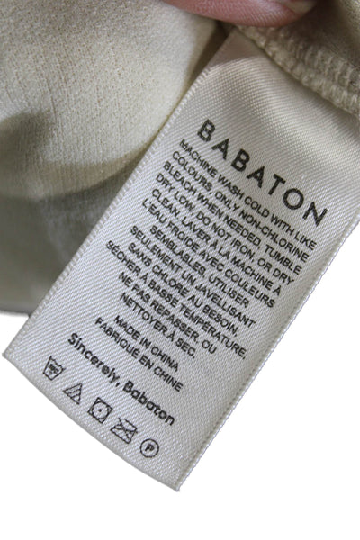 Babaton Women Beige V-Neck Long Sleeve Blouse Size XS