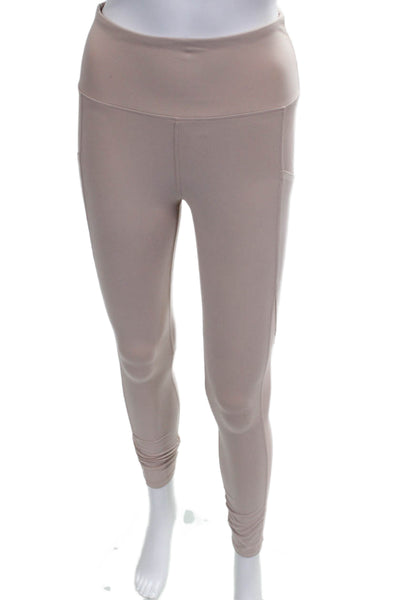 Varley Women Ankle Leggings Solid Beige Polyester Size XS