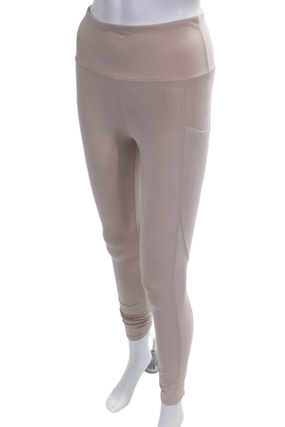 Varley Women Ankle Leggings Solid Beige Polyester Size XS