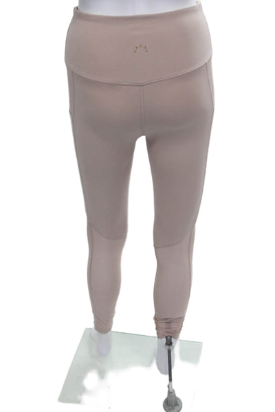 Varley Women Ankle Leggings Solid Beige Polyester Size XS