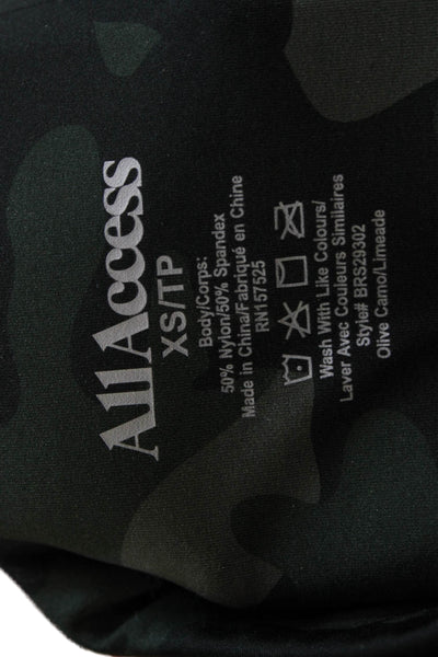 All Access Women Athletic Nylon Camouflage Shorts Green Size XS