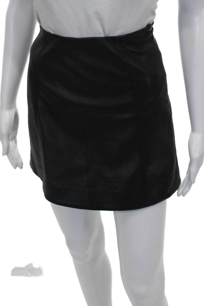 Babaton Womens A-Line Mini Skirt Black Polyurethane Zip Size 0