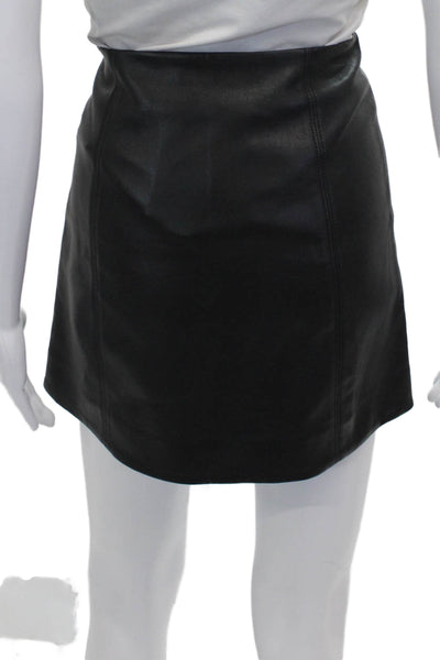 Babaton Womens A-Line Mini Skirt Black Polyurethane Zip Size 0