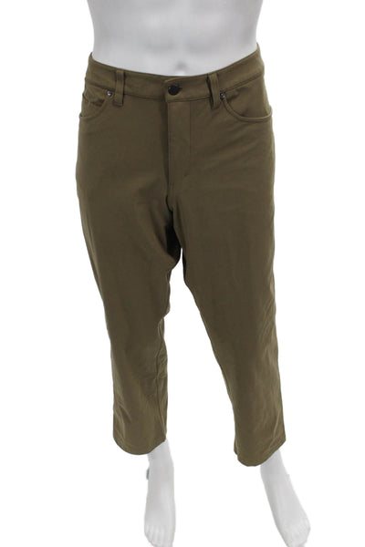 Lululemon Mens Cropped Pants Green Button Polyester Blend Size 36