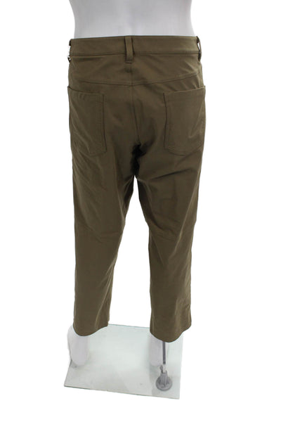 Lululemon Mens Cropped Pants Green Button Polyester Blend Size 36