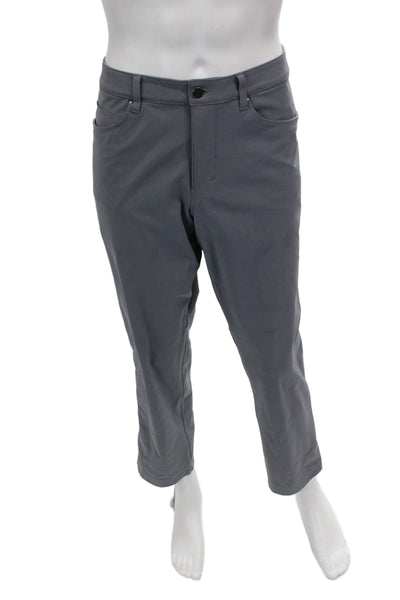 Lululemon Mens Khakis Gray Polyester Blend Button Closure Size 36