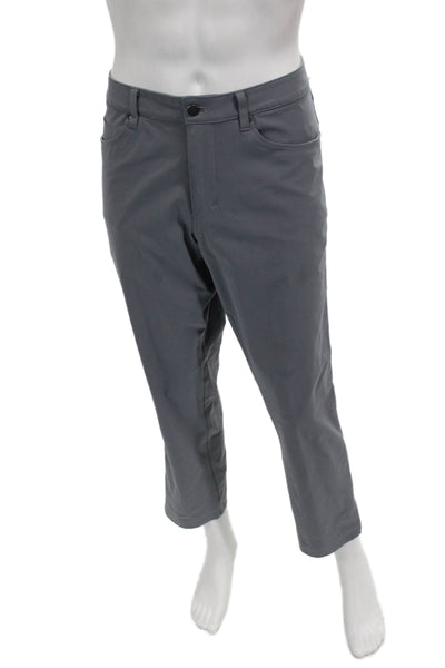 Lululemon Mens Khakis Gray Polyester Blend Button Closure Size 36