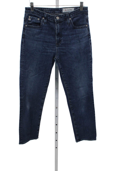 AG Women Straight High Waist Blue Cotton Jeans Size 27