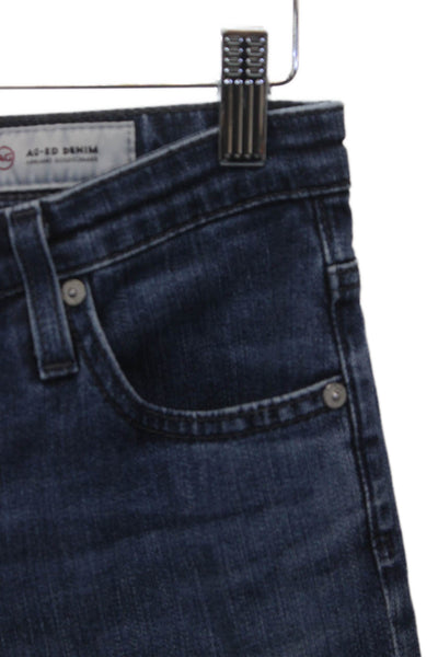 AG Women Straight High Waist Blue Cotton Jeans Size 27