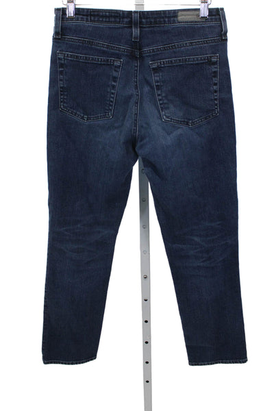 AG Women Straight High Waist Blue Cotton Jeans Size 27
