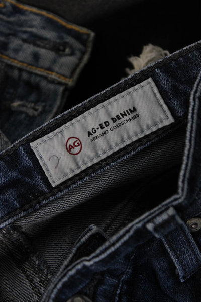 AG Women Straight High Waist Blue Cotton Jeans Size 27